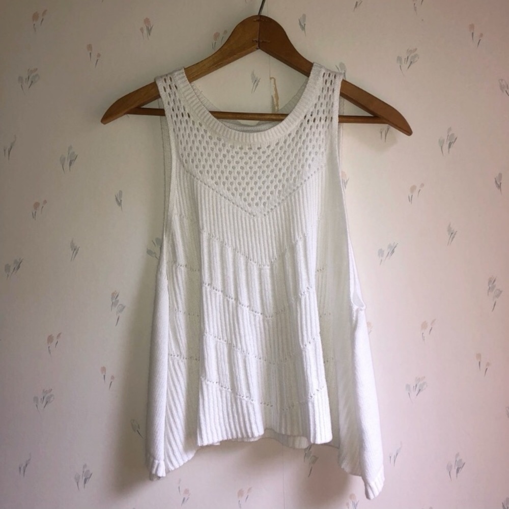 American Eagle White Knit Tank Top